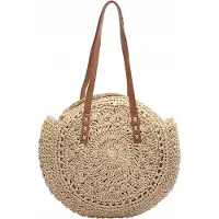 Edibazzar Strandtasche - Geräumige Eko Strandtasche - Ihr Stylisher Begleiter für Sommerabenteuer - Strohmaterial - Praktisch und Modisch - Raffiniertes Design