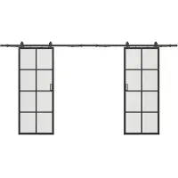 Vente-unique Doppel-Schiebetür mit Laufschienensystem - Aluminium & Sicherheitsglas - 2 x 205 x 63 cm - WILDEN II