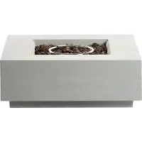 Beliani Feuerstelle Hellgrau mit Gas 88 x 88 x 32 cm Quadratisch aus GRC Glasfaserverstärkter Beton Garten Terrasse Outdoor