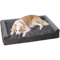 OEM XL Orthopädische Hundebett für große Hunde, 111 x 81 x 18 cm, waschbare Hundebettüberzug, Hundebett mit drei erhobenen Rändern, Anti-Slip-Boden, Hundekissen aus geblasenem Schaum, grau