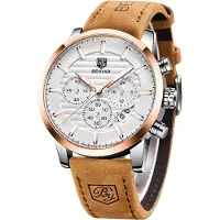 Benyar Herrenuhr Mode Quarzwerk Armbanduhr Analog Chronograph Business Wasserdicht und Kratzfest Edelstahlarmband Freizeit Sportuhren für Herren