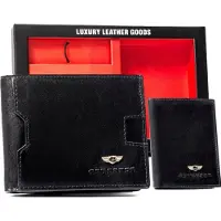 Peterson Geschenkset: Herren-Ledergeldbörse, Etui und Schlüsselanhänger -