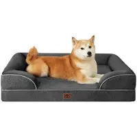 OEM Orthopädisches Hundebett für große Hunde, 91x68x15cm, Hundebett aus Traumaterial für mittelgroße Hunde, Waschbar, Wasserfest, Antirutsch, Hundebett mit hohem Rand, dunkelgrau