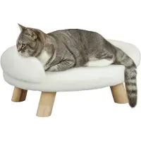 PawHut Katzensofa mit Rückenlehne für Katzen 47 x 40 x 20 cm Cremeweiß