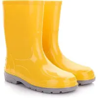 Lemigo Uni Kinder Gummistiefel Regenstiefel Regenschuhe mit Filzeinlage Regenstiefel für Jungen und Mädchen Gelb 34