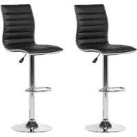 Beliani Barhocker 2er Set Schwarz Kunstleder Silber Metall Höhenverstellbar Modern Wohnzimmer Esszimmer Möbel