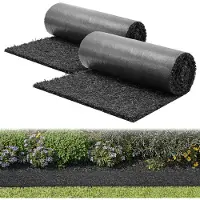 Vevor Gummimulchmatte, 2 Rollen à 244x59 cm, Unkrautmatte 1,3 cm dick, Gartenvlies, Unkrautvlies, Unkrautbarrierematte, Garteneinfassung, Randmatte, Gehwegmatte für Landschaftsgestaltung