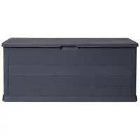 WDMT Kissenbox 280 Liter – Wetterfeste Aufbewahrungsbox für Gartenkissen & Gartenzubehör – Stabile Kunststoff-Aufbewahrungskiste – Grau