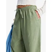 Roxy Relaxhose "Lekeitio Break Mid", Damen, Gr. XS, grün (olivgrün), Obermaterial: 55% Leinen, 45% Viskose;, Hosen Relaxhose