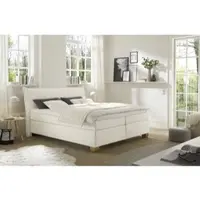 Hapo Boxspringbett "Hana, in verschiedenen Breiten und Härtegraden erhältlich", cremeweiß, B:222cm L:220cm, Komplettbetten, Boxspringbett, Bett mit samtartigem Stoff bezogen, inkl. Topper