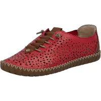 Rieker Damen Slipper Leder Mokassin mit Lochmuster und Gummizug Schnürung M2856, Größe:39 EU, Farbe:Rot