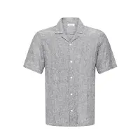 Casual Friday Leinenhemd "Leinenhemd CFSauby Linen Mix", Herren, Gr. S, N-Gr, blau (schwarz navy melange), Obermaterial: 80% Leinen LI. 20% Baumwolle CO., Hemden Leinenhemd