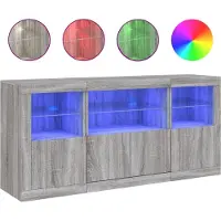 Syfax Sideboard mit LED-Leuchten Grau Sonoma 142,5x37x67 cm