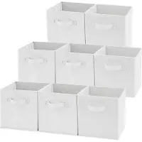 OEM Opvouwbare Stofftaschen mit Griffen - Set aus 8 - Hausorganizer für Kleidung und Spielzeug - 267 x 267 x 278 cm - Weiß.