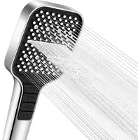 OEM Silikon-Sprinklerkop - Wasserbesparender Dusenschlauch - Hochdruckdusenschlauch - 7 Stellungen - Mit Abklemmknopf - Einhandbetrieb - Silikon-Spritzkopf gegen Verstopfung - Groß - Silber