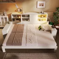 Youjia Stauraumbett 90x200 cm Weiß – Tagesbett mit Ausziehbett