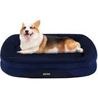 OEM Orthopädisches Hundebett, Hundekissen, vierseitiges Nackenpolster, Anti-Slip-Boden, abnehmbar und waschbar, für kleine und mittelgroße Hunde, 90 x 71 x 15 cm, Marineblau
