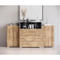MINIO go for it , Kommode "KORFU III", 150cm, mit LED-Beleuchtung, Matera / Kastanien Breslau Farbe