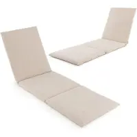 KOMFOTTEU Liegestuhlkissen Outdoor, Gartenstuhlauflagen 182 cm x 59 cm mit Klettverschlussgurten, Sitzauflagen Stuhlkissen für liegen (Beige)