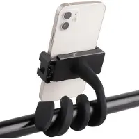 OEM Silikon-Telefonhalter mit Schwanenhals - Anpassbare Länge - Für Auto - Kinderwagen - Laufband - Fahrrad - Boot (schwarz)