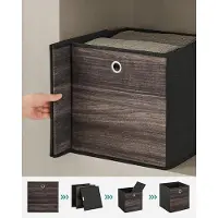OEM Opbergkisten, Set aus 6 Boxen mit Griff, nicht-gewebte Stoffboxen, 30 x 30 x 30 cm, kubusförmige Opbehr-Einheit, falbar, Kleidungslager, Kastanienbraun