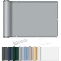 OEM Balkonscherm 100x600cm Ondoorzichtig Grijs Tuin Terras-Licht Windscherm UV-bescherming