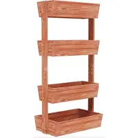 Markenlos Pflanzenregal 4-lagig - Hochbeet aus Holz - Höhenverstellbar - Rotbraun
