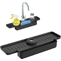 OEM Spatenschutz für Küchenarmatur - 15-7 Zoll Armaturabflussbehälter - silikon Armaturmat - Spatenschutz für Küchenablauf - schwarz