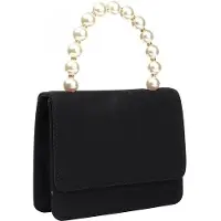 OEM Velvet-Krepp-Tasche mit Kettengriff, schwarz, einfarbig