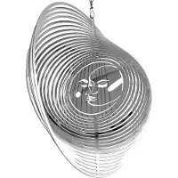 OEM Gartenkunst - Metallenes Gartenornament - Gartendekoration - 3D Sonne Mond Design - 18 x 18 cm - Silber