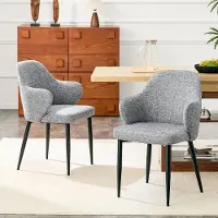 Kein Hersteller 2er-Set graue Stoffessstühle. Höhe 83 cm, kreuzförmige Metallstützbeine zur Verstärkung, Essstühle mit breiter umschließender Rückenlehne. Black,Gray