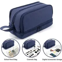 OEM Kunststoff Canvas Pencilcase - Oxford/Canvas - Schwarz - Jungen & Mädchen - Wasserfest - Einfache Pflege - Elegant & geordnet - Dunkelblau