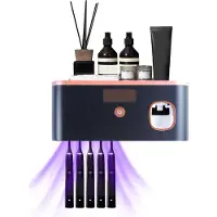 OEM Elektrischer Zahnbürstenhalter mit UV-Entkeimung, 5 Zahnbürstenplätzen, Zahnpastenbehälter, USB-Ladefunktion, 60-Tage Akkulaufzeit, Zahnhygienestation für Kinder und Erwachsene, schwarz.