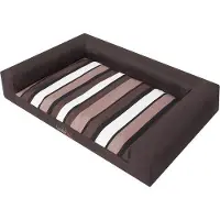OEM Großes Hundekissen mit Dunkelbraunen Streifen | Bequemes Hundebett 118x78 cm