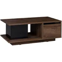 Beautysofa | Couchtisch DEVON Wohnzimmertische mit 2 Türen und offenen Regal, Eiche Monastery und Schwarz Hochglanz