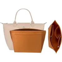 Markenlos Vilten Handtas-Organizer mit mehreren Taschen in Camel für S-Größe