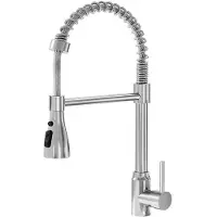 OEM Silber Küchenarmatur, 304 Lebensmittelgrad, Drehbarer 360° Auslauf mit Doppelrohrsystem für Kalt- und Warmwasser, DE Standardanschlüsse