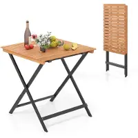 Costway Gartentisch Klappbar Holz, Holztisch Wetterfest, Klapptisch aus Akazienholz, Balkontisch, Esstisch für Garten, Balkon, Terrasse, 70x70x73 cm