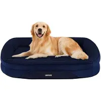 OEM Orthopädisches Hundebett, Hundekissen, vierseitiges Nackenstützkissen, Antislip-Boden, abnehmbar und waschbar, mittelgroß und groß für Hunde, 106 x 79 x 17 cm, Marineblau