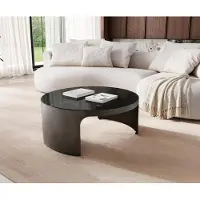 DELIFE Couchtisch Alerio 90x90 cm Marmor Schwarz Silber Metall Black Antique