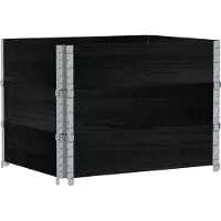 Syfax Paletten-Aufsatzrahmen 3 Stk. Schwarz 80x60cm Massivholz Kiefer