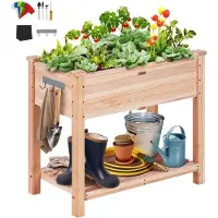 Markenlos Hochbeet - Robuste Blumenkiste aus massivem Kiefernholz - 86x46x76 cm - Holzfarbe