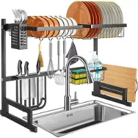 OEM Afdruiprek 2 Niveaus Gootsteen verstelbaar Keukenorganisator Incl. Houder & Snijplank Breitverstellbar (65-80cm)