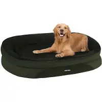 OEM Orthopädisches Hundebett, vierseitiges Nackenrollkissen, antislip Boden, abnehmbar und waschbar, mittelgroß und groß für Hunde, 106 x 79 x 17 cm, Olivengrün