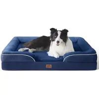 OEM Ergonomische Hundebett - 106x80 cm, Marineblau, Eivormig Schuim, Wasbar, Antislip, für große Hunde