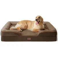 OEM Ergonomische Hundebank mit eiförmigem Kratzpolster für große Hunde, 122x89 cm, waschbare Antislip-Unterlage, braun