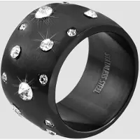 Akzent Fingerring "Black love, langlebig" Gr. 62, schwarz, Fingerringe, Damen, 62, Edelstahl, Fingerring