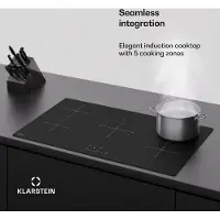 Klarstein PowerGlide Induktionskochfeld - 90cm, 5 Zonen, 9800W Boost, Touch-Schieberegler, Timer, Kindersicherung, Restwärmeanzeige, Mattglas, Einbau Kochfeld Induktion
