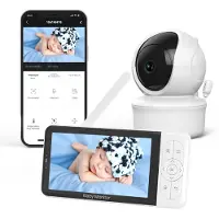 Youha Babyphone – Babyphone mit Kamera, Farbdisplay und App – Modernes Design, Scharfes Farbbild und Klarer Klang – Kompatibel mit Mehreren Kameras