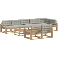 vidaXL Outdoor-Sofagarnitur 9 stk. Weiß und Hellgrau Polyester